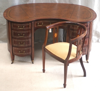 Antique Inlaid Kidney Shaped Desk
