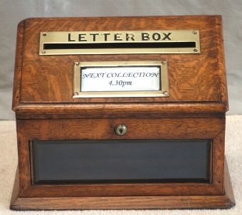 Victorian Oak & Brass Desk Letter Box