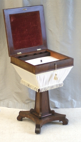 Antique Victorian Mahogany Workbox, Table