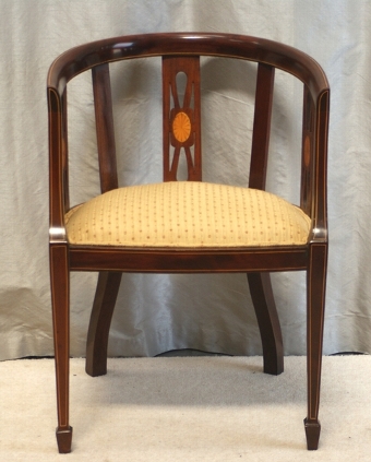 Antique Inlaid Tub Desk Chair