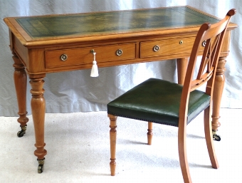Antique Satinwood Writing Table and Chair