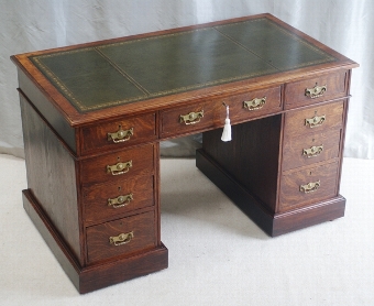 Small Antique Oak Pedestal Desk
