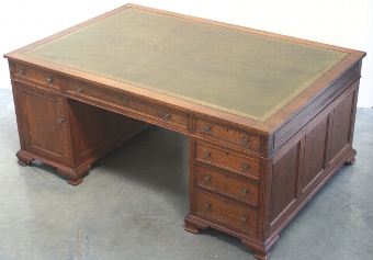 Antique Oak Partners Desk by Maple & Co