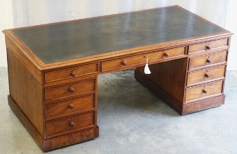 Large Antique Mahogany Pedestal Desk