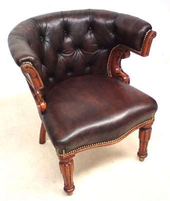 Antique Victorian Walnut Library Chair