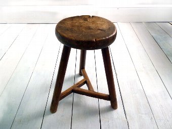 Elm Cricket Stool, Dairy Stool, English Elm
