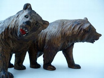 Antique Black Forest Bear, Pair Of Carved Black Forest Bears