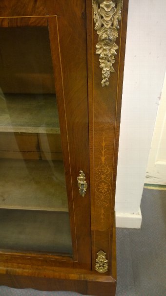 Antique Impressive burr walnut Pier Cabinet with original mounts and key.