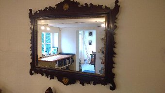 Antique Chippendale Mirror in mahogany with parcel gilt detailing