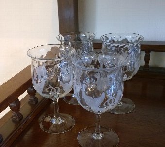Antique Cut glass wine glasses, whisky, brandy etc