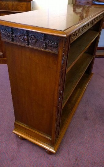Antique Attractive open fronted walnut bookcase