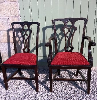 Set of 8 mahogany Chippendale chairs with carvers