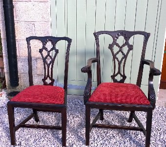 Antique Set of 8 mahogany Chippendale chairs with carvers