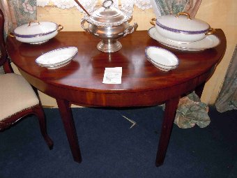 Antique Victorian half moon console table in solid mahogany