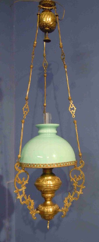 Antique French TURQUOISE OPALINE CEILING LIGHT