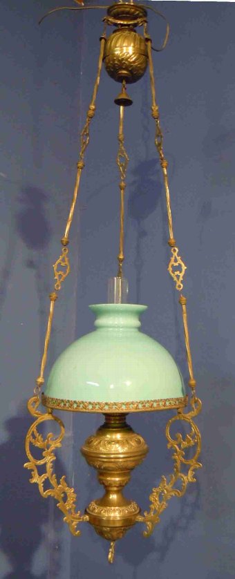 Antique French TURQUOISE OPALINE CEILING LIGHT