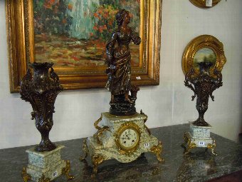 French mantle garniture clock signed