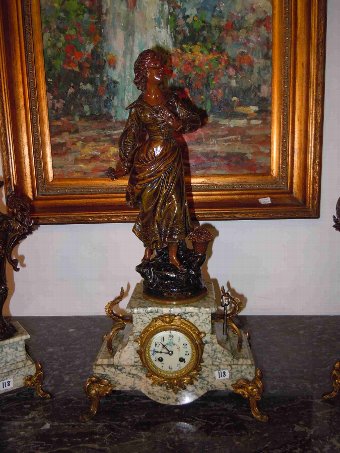 Antique French mantle garniture clock signed
