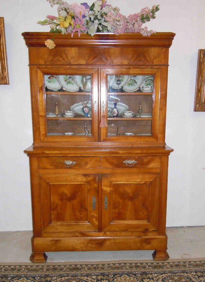 Antique French Solid Cherrywood Sideboard Buffet Dresser