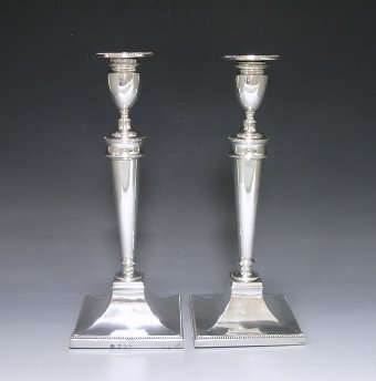 Pair of George III Antique Silver Candlestick (1784 Maker London with Sheffield Hallmark) THOMAS ...