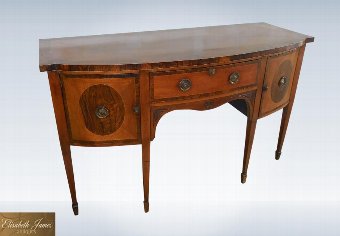 Antique Antique Mahogany Sideboard From Regency Period In Bow Fronted Form 