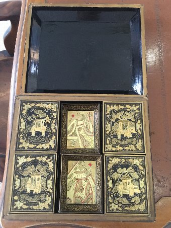 Antique 18th century Chinese lacquer game box