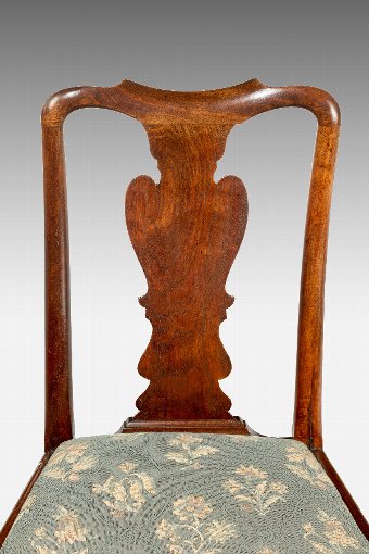 Antique Set of Six George I Period Solid Walnut Chairs 