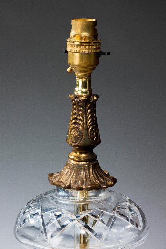 Antique Pair of Cut Glass and Gilt Bronze Lamps