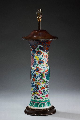 Antique Oriental 19th Century Porcelain Vase Lamp