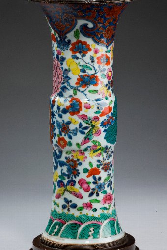 Antique Oriental 19th Century Porcelain Vase Lamp