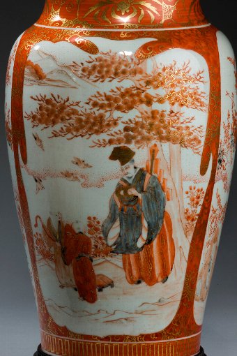 Antique Pair of Japanese Satsuma Vase Lamps