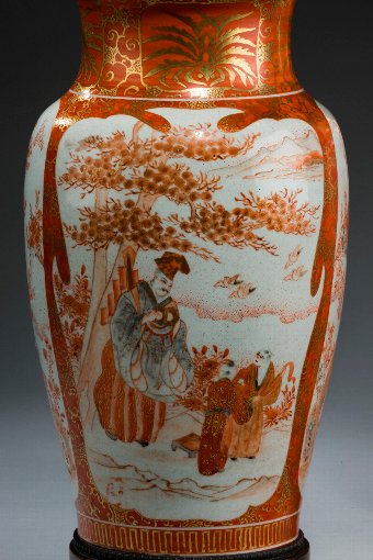 Antique Pair of Japanese Satsuma Vase Lamps
