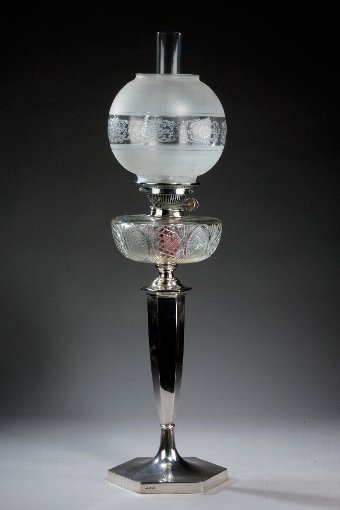 Antique Early American Lead Glass Flower Lamp | ANTIQUES.CO.UK