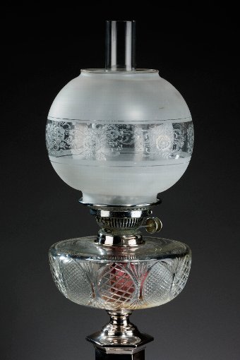 Antique English Silver Hexagonal Lamp