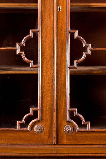 Antique Chippendale Period Mahogany Breakfront Library Bookcase