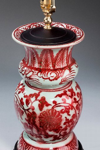 Antique Pair of Crackleware Vase Lamps