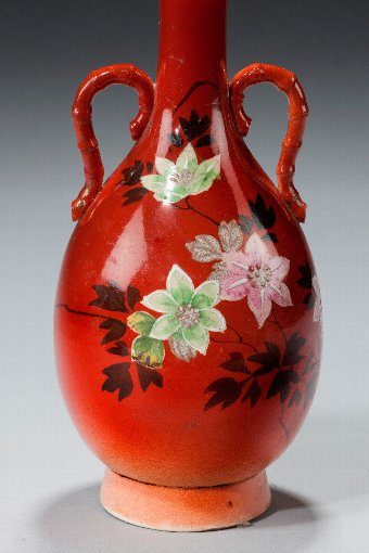 Antique Japanese Crackleware Vase Lamp.