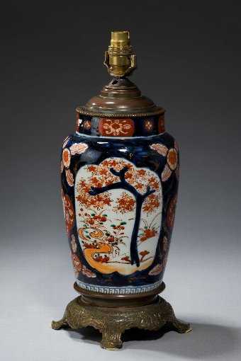Antique Single Japanese Imari Ovoid Vase Lamp