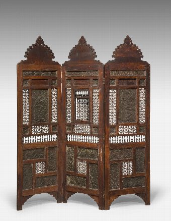 Antique 19th Century Middle Eastern Three Fold Screen 