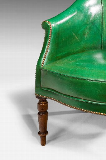 Antique 19th Century Green Leather Chair