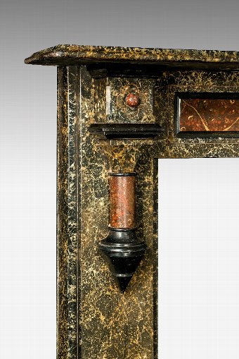 Antique Late 19th Century Grey and Chocolate Brown Marble Fireplace