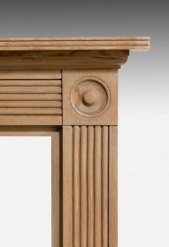 Antique Early 20th Century Ribbed Pine Fire Surround
