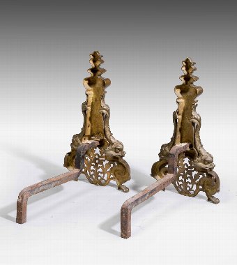 Antique A Large Pair of Cast Iron Andirons