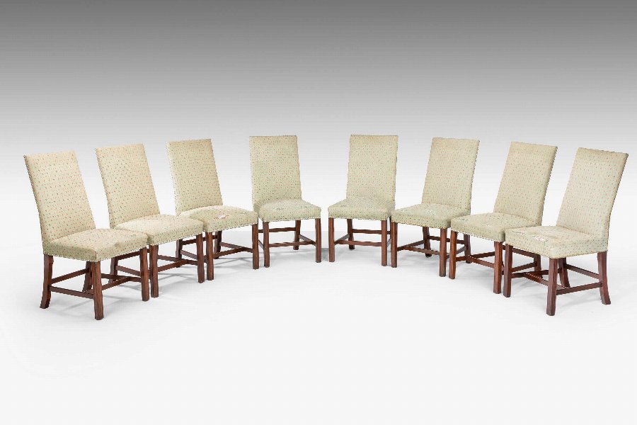 Antique Set of Eight Chippendale Design Dining Chairs
