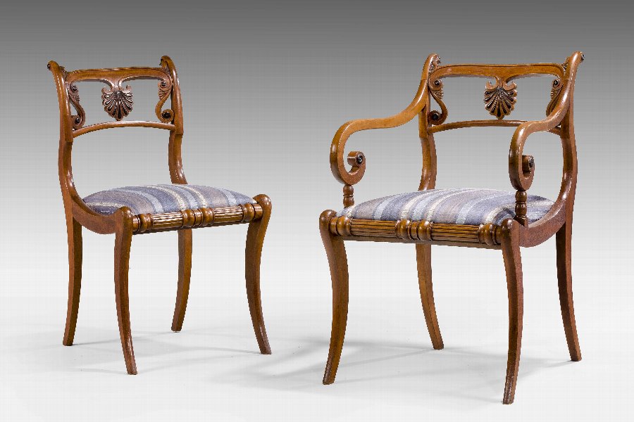 Antique Set of Ten Regency Period Dining Chairs