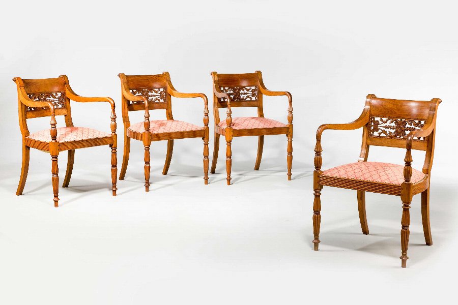 Antique Set of Four Regency Period Elbow Chairs 