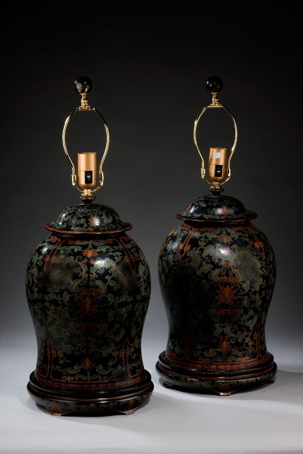 Antique Pair of PapierMâché Lamps ANTIQUES.CO.UK