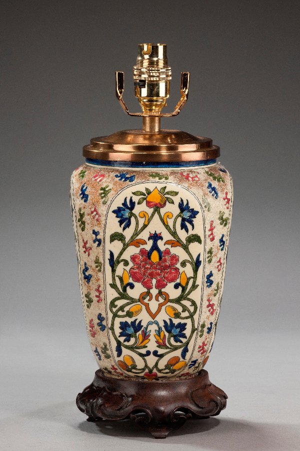 Antique Hungarian Enamelled Vase Lamp