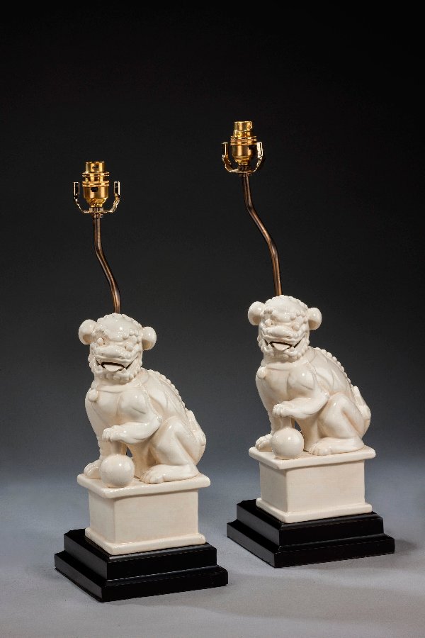 Antique Pair of Dogs of Fo Lamps