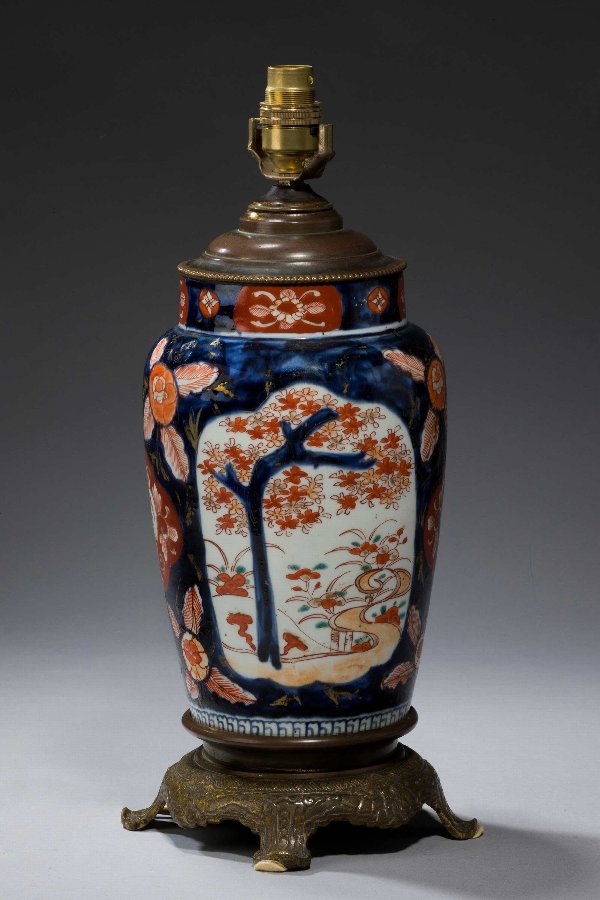 Antique Single Japanese Imari Ovoid Vase Lamp